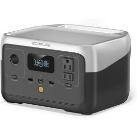 Portable Power Station RIVER 2, 256Wh LiFePO4 Battery/ 1 Hour Fast Charging, 2 Up to 600W AC Outlets, Solar Generator