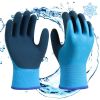 1 Pair Winter Working Gloves Warm Plush Lining Matte Coated Gloves Waterproof Hand Protector Housework Gardening Latex Gloves