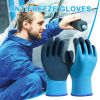 1 Pair Winter Working Gloves Warm Plush Lining Matte Coated Gloves Waterproof Hand Protector Housework Gardening Latex Gloves