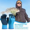 1 Pair Winter Working Gloves Warm Plush Lining Matte Coated Gloves Waterproof Hand Protector Housework Gardening Latex Gloves