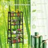 4-Tier Bamboo Plant Rack with Guardrails Stable and Space-Saving