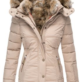 Plus Size Thick Fleece Lined Parka Coats; Women's Plus Plush Hooded Windproof Warm Down Outerwear Jackets With Pockets (Color: pink)