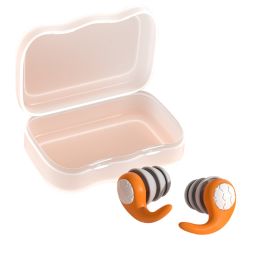 Swimming Ear Plugs, 1 Pairs Waterproof Reusable Silicone Swim Earplugs (Color: orange)