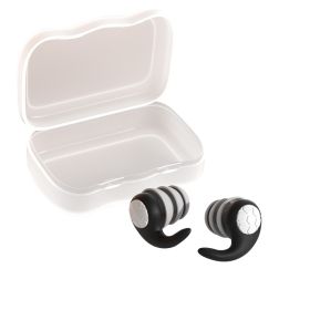 Swimming Ear Plugs, 1 Pairs Waterproof Reusable Silicone Swim Earplugs (Color: Black)