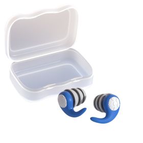 Swimming Ear Plugs, 1 Pairs Waterproof Reusable Silicone Swim Earplugs (Color: Blue)