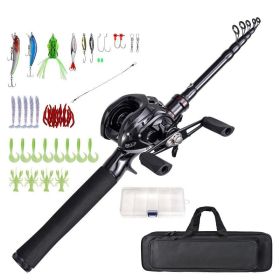 Portable Telescopic Fishing Rod Set for Outdoor (Color: Black)