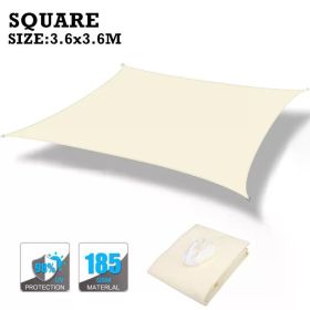 160GSM Waterproof Awning Sunshade Sun Shade Sail For Outdoor Garden Beach Camping Patio Pool Sun Canopy Tent Sun Shelter (Color: Beige 3.6x3.6M)