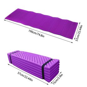 Outdoor Camping Mat Ultralight Foam Picnic Mat Folding Egg Slot Beach Mat Tent Sleeping Pad Moistureproof Camping Mattress (Color: Purple)