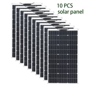 2Pcs 4Pcs 10Pcs 100W solar panel Monocrystalline Solar Cell Flexible for Car/Yacht/Steamship 12V 24 Volt 100 Watt Solar Battery (Color: 1000W solar panel)