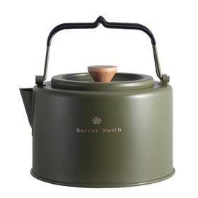 1L Outdoor Camping Kettle Stainless Steel Coffee Tea Pot Portable Travel Picnic Water Kettle Teapot Coffee Pot Camping Cookware (Color: Green)