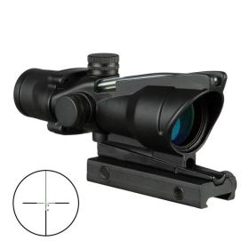 4X32 Hunting Riflescope Real Fiber Optics Grenn Red Dot Illuminated Etched Reticle Tactical Optical Sight (Color: green cross)