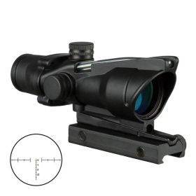 4X32 Hunting Riflescope Real Fiber Optics Grenn Red Dot Illuminated Etched Reticle Tactical Optical Sight (Color: green chevron)