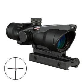 4X32 Hunting Riflescope Real Fiber Optics Grenn Red Dot Illuminated Etched Reticle Tactical Optical Sight (Color: red cross)