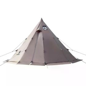 Hot Tent with Stove,4 Season,4-6 Person Tipi Tent, Family Tent for Camping Backpacking Hunting Fishing Waterproof WindProof Tent (Color: Coyote Brown)