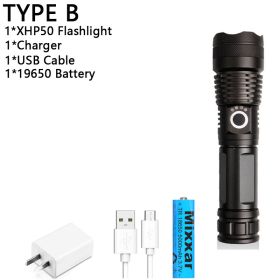 Z20 350000cd 1000 XHP90 most powerful led flashlight usb Zoom Tactical torch xhp50 18650 or 26650 Rechargeable battery handlight (Emitting Color: B-XHP50)