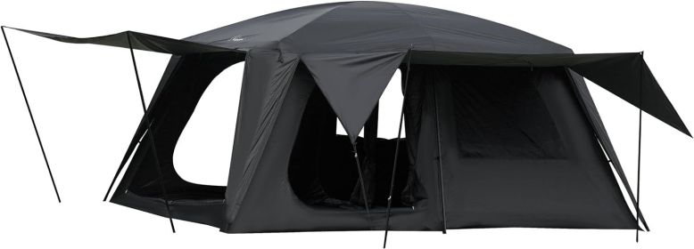 8-10 Person Camping Tent with 3 Door 2 Room Large Family Cabin Tents, Double Layer Waterproof Portable Tents, Camping Tent (Color: Black)