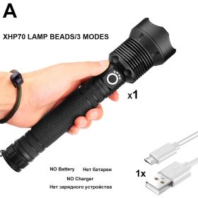 z30 Dropshipping LED Tactical Flashlight XHP70.2 Super Bright Waterproof Zoomable Torch 3 Mode Camping Outdoor USB Lamp Lanterna (Emitting Color: NO Battery Charger)