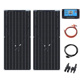 1-2x120W Solar Panel Kit 12V 24V Battery Charge Monocrystalline Cell Flexible PV Panels Solar Energy System For Car RV Boat Home (Color: 240W Kit)