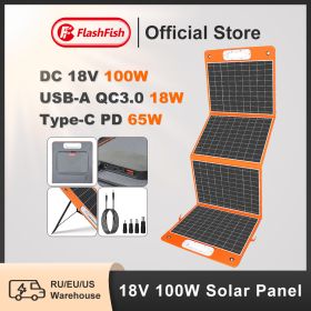 FF Flashfish 18V 100W Foldable Solar Panel Portable Solar Charger DC Output PD Type-c QC3.0 for Phones Tablet Camping RV Trip (Voltage: 18V)