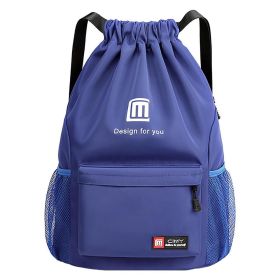 Draw String Back Bag Sport Gym Sackpack Sports Equipment Backpack Multi Pocket Gym Sackpack Waterproof For Yoga Camping Travel (Color: Sapphire)