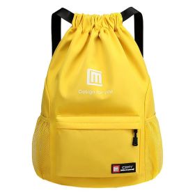 Draw String Back Bag Sport Gym Sackpack Sports Equipment Backpack Multi Pocket Gym Sackpack Waterproof For Yoga Camping Travel (Color: yellow)