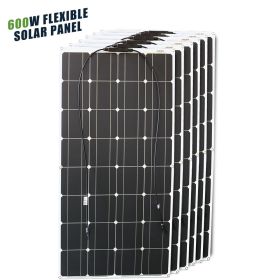 12V Flexible Solar Panel 600W 100W 200W 300W 400W 500W Bendable Waterproof Monocrystalline Best Solar Panel China for RV Boat (Color: 600w Solar Panel)