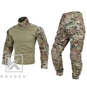 KRYDEX CP Style Tactical Camouflage Shirt & Pants Kit G3 Combat BDU Uniform Set For Outdoor Hunting Gear (Color: MC)