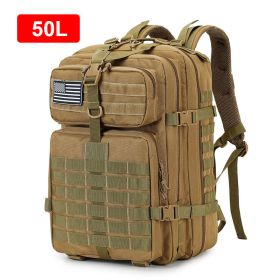 30L/50L Military Tactical Backpack 900D Nylon Waterproof Rucksacks Army Outdoor Sports Camping Hiking Trekking Hunting Bag (Color: Khaki (50L))