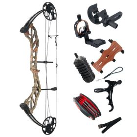 Compound Bow Archery Sets 19-70lbs Draw Weight Adjustable Shooting Right Hand Hunting Bows Adult Beginners Kit Up to IBO 320 Fps (Color: camouflage set)