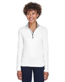 UltraClub 8230L Ladies' Cool & Dry Sport Quarter-Zip Pullover (Color: White)