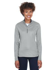 UltraClub 8230L Ladies' Cool & Dry Sport Quarter-Zip Pullover (Color: grey)