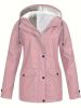 Drawstring Hooded Trench Coat, Casual Zip Up Long Sleeve Versatile Outerwear, Women's Clothing